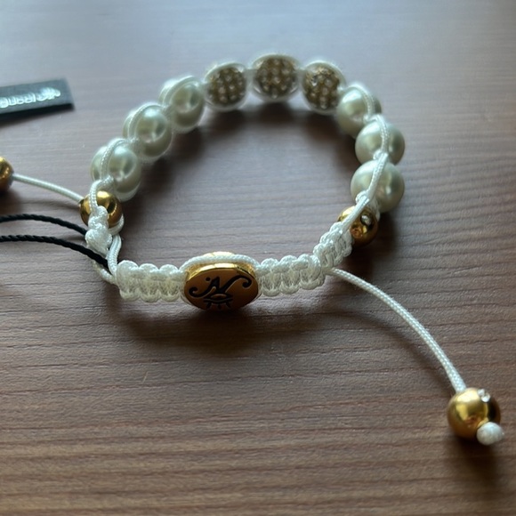 Joseph Nogucci nwt white pearl string bracelet crystal beads adjustable beachy - Picture 4 of 5